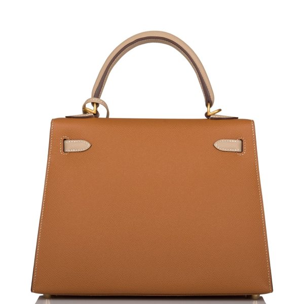 Hermes Special Order (HSS) Kelly Sellier 25 Gold and Trench Epsom Brushed Gold Hardware Sale