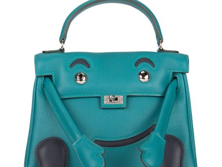 Hermes  Quelle Idolle  Kelly Doll Malachite Swift Palladium Hardware For Cheap