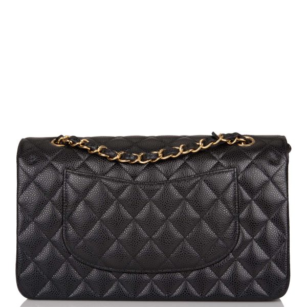 Chanel Black Quilted Caviar Medium Classic Double Flap Bag Gold Hardware Sale