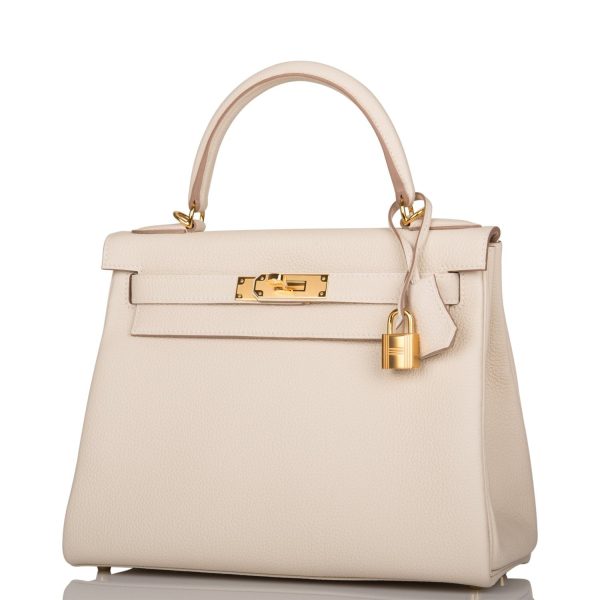 Hermes Kelly Retourne 28 Craie Togo Gold Hardware Online Sale