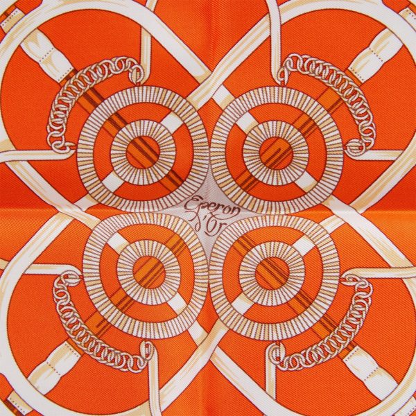 Hermes  Gavroche  Orange Silk Pocket Square Scarf 45cm Supply