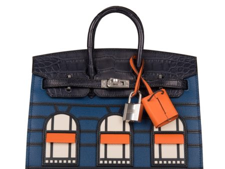 Hermes Night Sac Faubourg Birkin 20 Bleu Marine Matte Alligator Palladium Hardware Hot on Sale