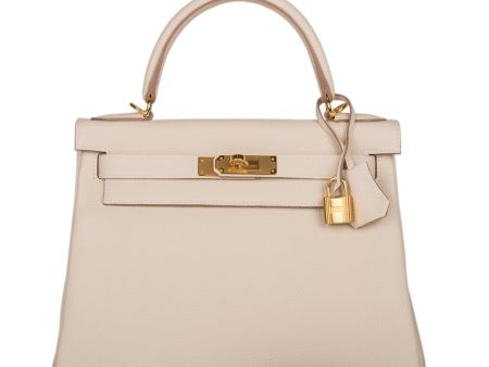 Hermes Kelly Retourne 28 Craie Togo Gold Hardware Online Sale