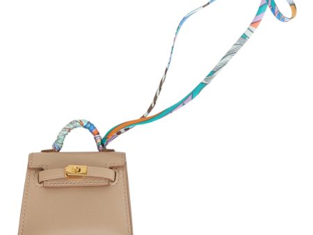 Hermes Mini Kelly Twilly Bag Charm Argile Tadelakt Gold Hardware For Discount