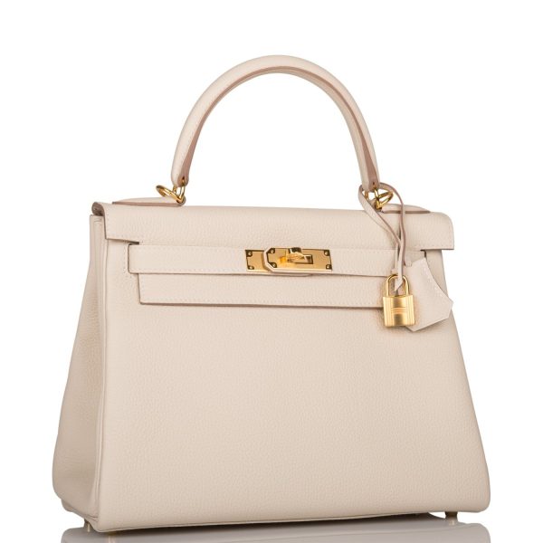 Hermes Kelly Retourne 28 Craie Togo Gold Hardware Online Sale