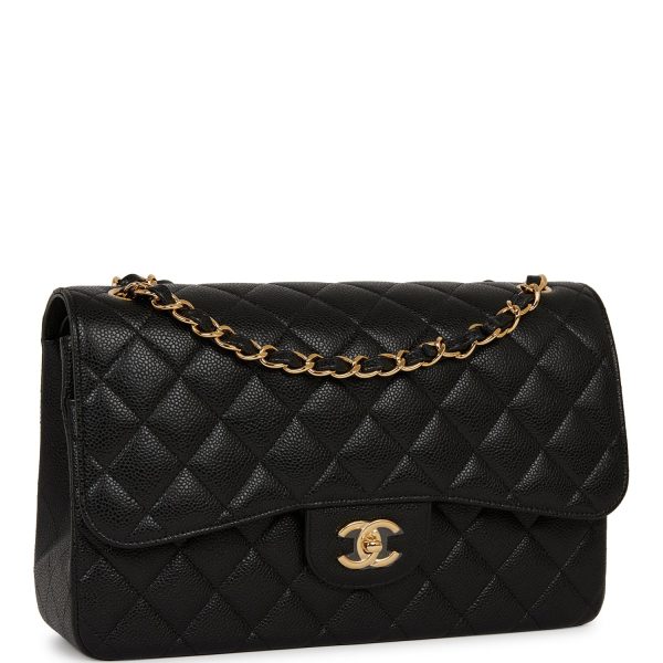 Chanel Jumbo Classic Double Flap Bag Black Caviar Gold Hardware Sale