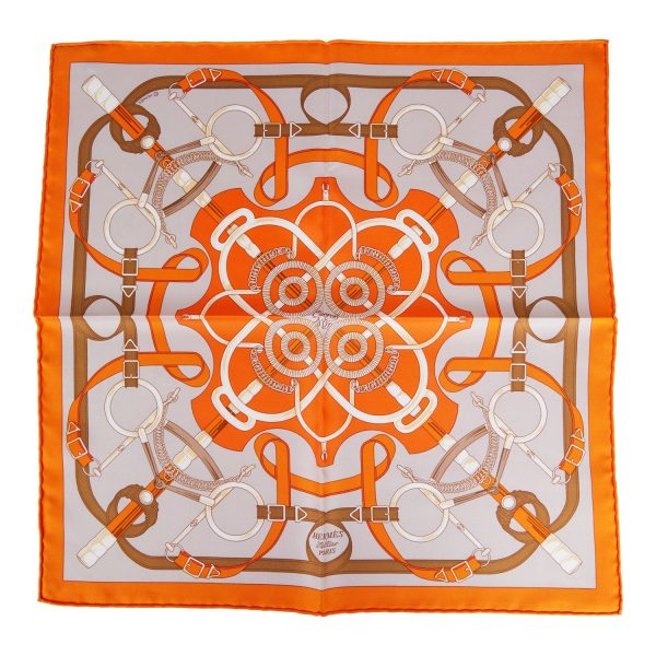 Hermes  Gavroche  Orange Silk Pocket Square Scarf 45cm Supply