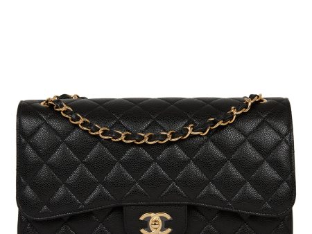 Chanel Jumbo Classic Double Flap Bag Black Caviar Gold Hardware Sale