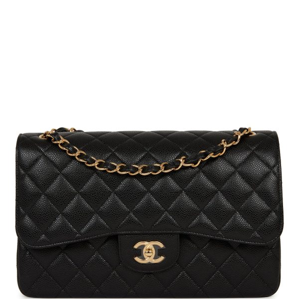 Chanel Jumbo Classic Double Flap Bag Black Caviar Gold Hardware Sale