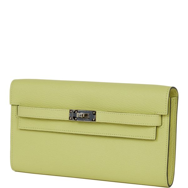 Hermes Kelly Wallet To Go Jaune Bourgeon Chevre Palladium Hardware Online Sale