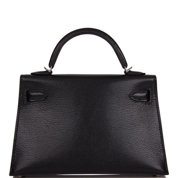 Hermes Kelly Sellier 20 Black Chevre Chamkila Palladium Hardware Hot on Sale