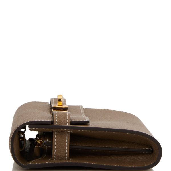 Hermes Kelly Wallet To Go Etoupe Chevre Gold Hardware Online Sale