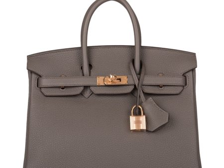 Hermes Birkin 25 Etain Togo Rose Gold Hardware For Sale