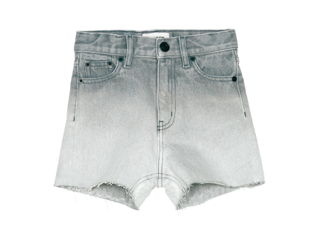 CHERRYL Grey Denim Dip Bleach - High Waist 5-Pocket Shorts Cheap