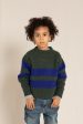 MICHAEL Cedar Green Stripes - Crew Neck Sweater Online Hot Sale