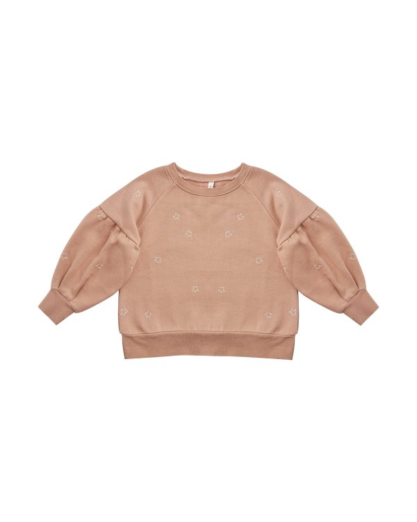 Puff Sleeve Sweatshirt Stars Dusty Rose Cheap