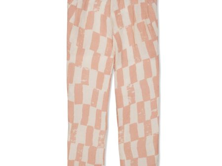 Checkered Kid Linen Pants Natural   Misty Rose Supply