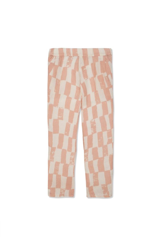 Checkered Kid Linen Pants Natural   Misty Rose Supply