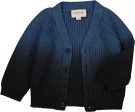 Cardigan Hubert Knitted Wool Blend Dip Dye Navy Black Hot on Sale