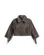 Fringe Jacket Charcoal Hot on Sale