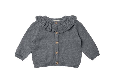 Ruffle Collar Cardigan Navy Heather Supply