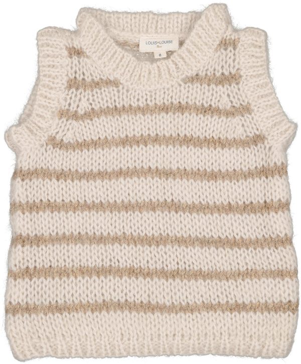 Pull Hola Knitted Mohair Stripes Cream Gold Online Hot Sale