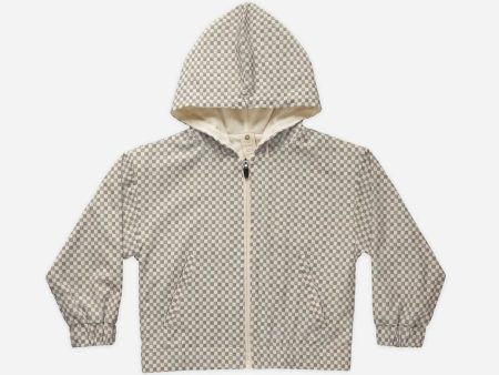 Hooded Windbreaker Grey Micro Check on Sale