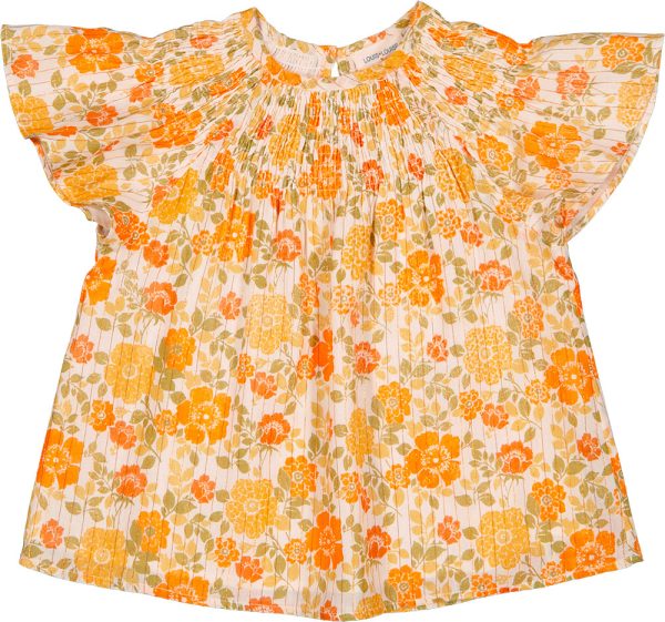 Tunic Soleil Stripe Lurex Vintage Flower Orange Online Sale