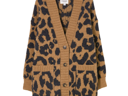 ALIENA Tobacco Leopard - Long Cardigan For Cheap