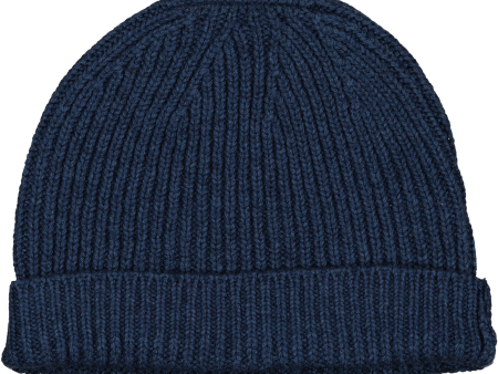 Hat Harry Knitted Wool Blend Navy Hot on Sale