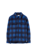 NEW DUSK Electric Blue Checkers - Wool Long Sleeve Shirt For Cheap