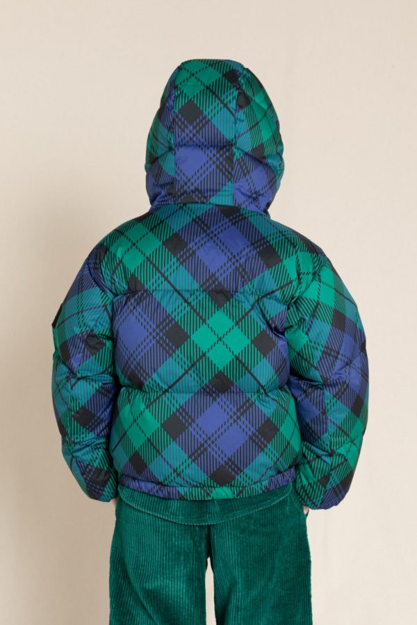 SNOWFALL Ink Blue Checkers - Down Jacket Hot on Sale