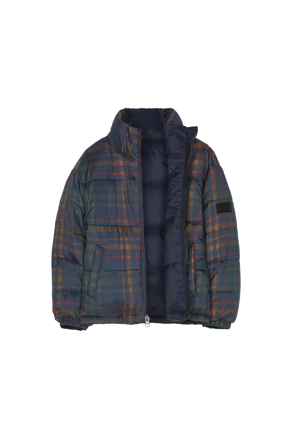 SNOWTY Navy Checkers - Reversible Down Jacket Sale