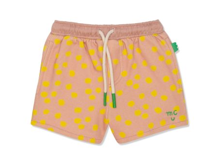 Dot Cropped Girl Shorts Misty Rose   Cyber Yellow Supply