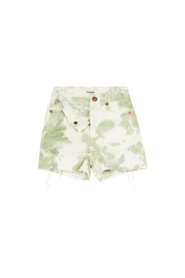 CHERRYL Pistache Tie & Dye - High Waist 5-Pocket Shorts Discount