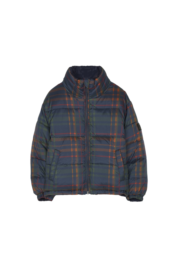 SNOWTY Navy Checkers - Reversible Down Jacket Sale