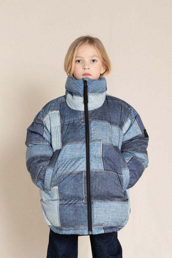 SNOWBAG Blue Patchwork - Down Jacket For Sale