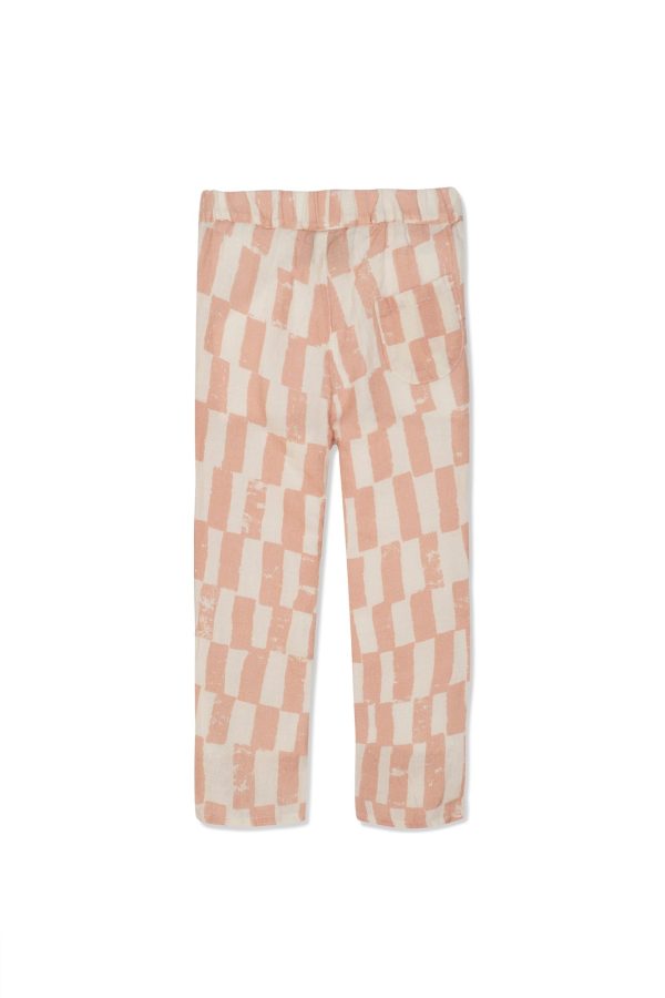 Checkered Kid Linen Pants Natural   Misty Rose Supply