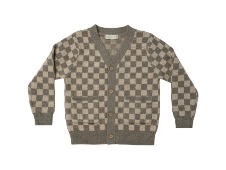 Boys Cardigan Heathered Check Discount