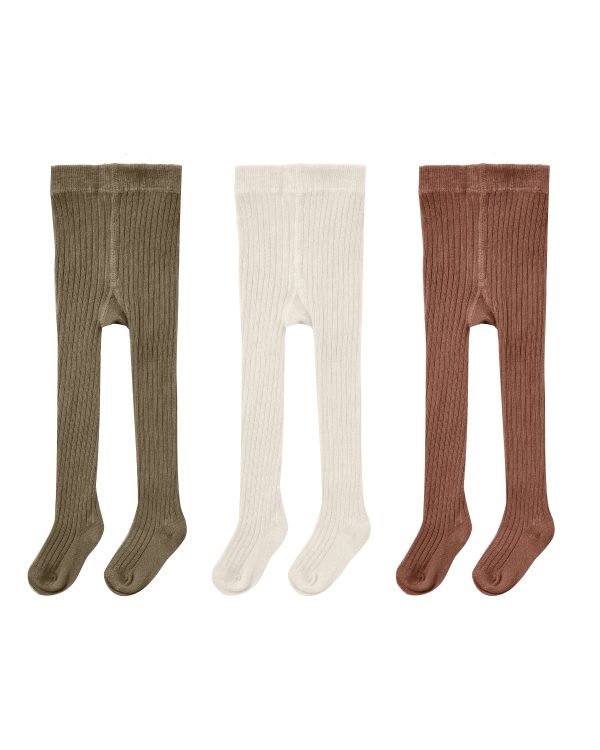 Solid Ribbed Tights - Rib Knit Olive Stone Wine Supply