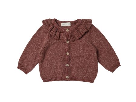 Ruffle Collar Cardigan Plum Heather Online Sale