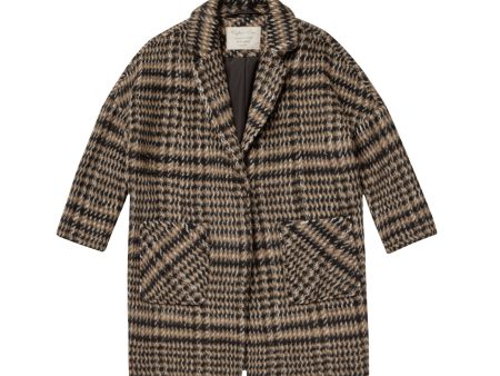 Longline Coat Brown Houndstooth For Discount