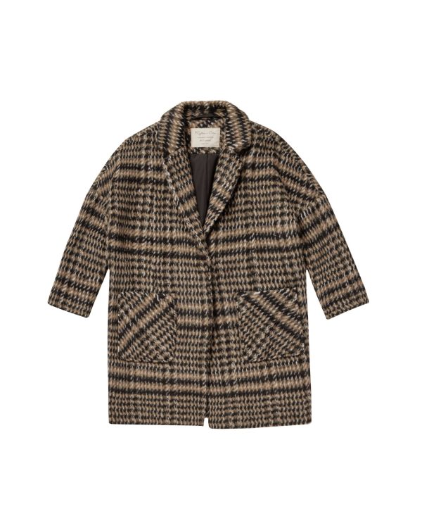 Longline Coat Brown Houndstooth For Discount