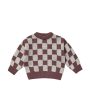 Knit Pullover Plum Checker Discount