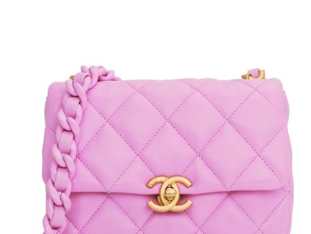 Chanel Lacquered Metal Mini Flap Bag Dark Pink Lambskin Antique Gold Hardware Sale