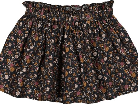 Skirt Artemis Twill Brushed Romantic Flower Black on Sale