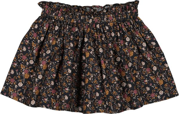 Skirt Artemis Twill Brushed Romantic Flower Black on Sale