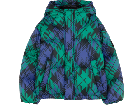 SNOWFALL Ink Blue Checkers - Down Jacket Hot on Sale