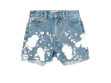 CHERRYL Bleached Blue White Spots - High Waist 5-Pocket Shorts Online