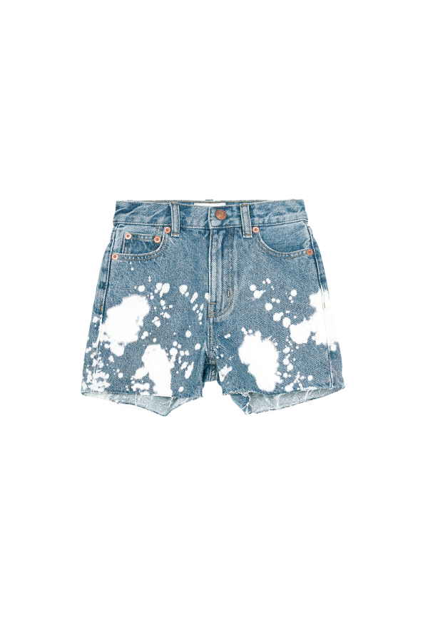 CHERRYL Bleached Blue White Spots - High Waist 5-Pocket Shorts Online